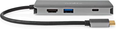 Nedis USB Multi-Port Adapter - 7-in-1 - USB 3.2 Gen 1 - USB-C Male - HDMI Output / Micro SD / RJ45 Female / SD / USB-C Female / 3x USB-A Female - 5 Gbps - 0.20 m - Rond - Verguld - PVC
