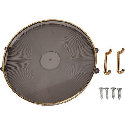 Ronde Dienblad met Gouden Handvat Elegant Multifunctioneel Gouden Rand Serveerblad voor Fruit Desserts Smoky Gray