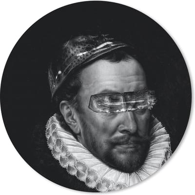 Muismat rond 20x20 cm - Mousepad Portret van Willem I - Adriaen Thomasz - Zwart - Wit - Ronde muismatten