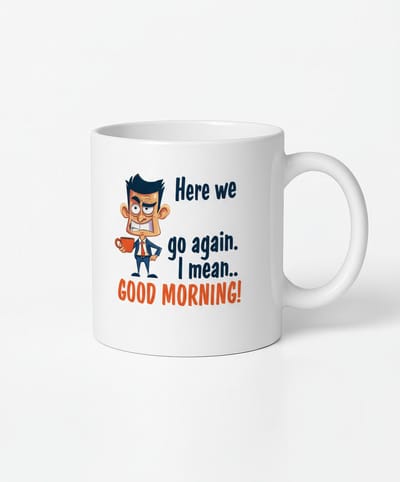Grappige Koffiemok - Hier Gaan We Weer Goedemorgen! - Originele Design Mok