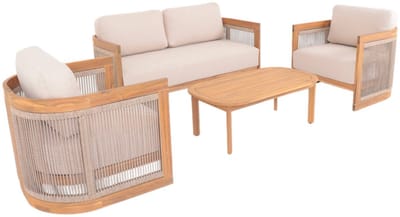 sweeek - Tuinset van acaciahout en touw voor 4 personen - maui