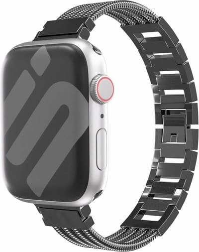 Strap-it Stalen 'armband' bandje - geschikt voor Apple WatchSeries 1/2/3/4/5/6/7/8/9/10/11/SE/SE2/SE3/Ultra (2/3) - Uniek staal/metalen bandje voor iWatch maat: 44mm / 45mm / 46mm / 49mm - zwart