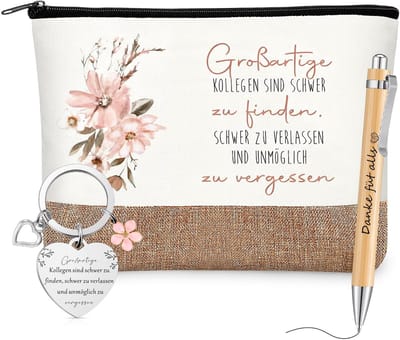 Dailygoods- Afscheidsbedankcadeaus 3 Stuks - Toilettas/Sleutelhanger - Balpen - Cadeauset Collega - Herinneringen - Elegante Decoratie