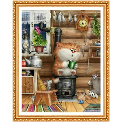Diamant borduurwerk cartoon kat patroon strass foto's diy diamant schilderen kruissteek 20X30CM black