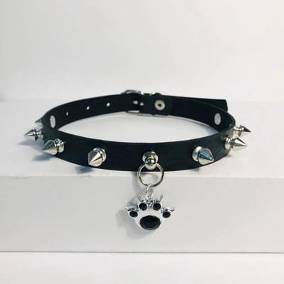 Gotische Kat Klauw Choker Bedels Kat Poot Hanger Kettingen Voor Vrouwen Nieuw PU Leer Klinknagel Koreaanse Mode Choker Sieraden Cadeaus black