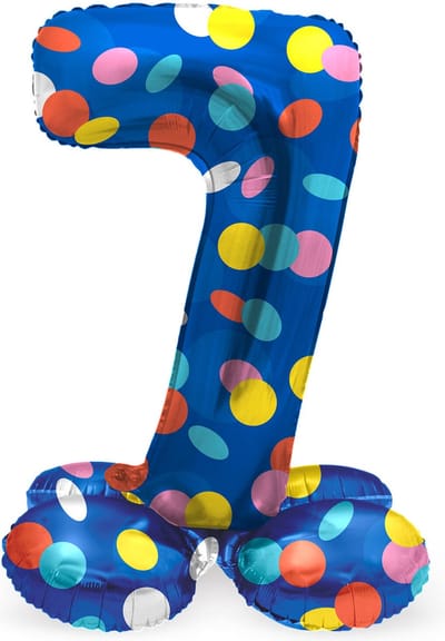 Folat - Staande folieballon Cijfer 7 Colorful Dots - 72 cm