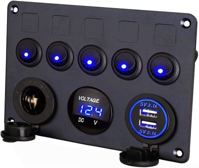 Dailygoods - Schakelpaneel - 12V/24V schakelpaneel met tuimelschakelaars - USB-oplaadpunt - Waterdicht - Geschikt voor boot camper auto vracht...