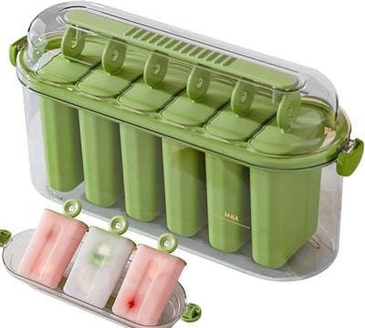 Waterijsjes Maker - IJsjes Vorm - Zelf Desserts Maken - Lekvrij Ontwerp - 6 Vakken - Groen