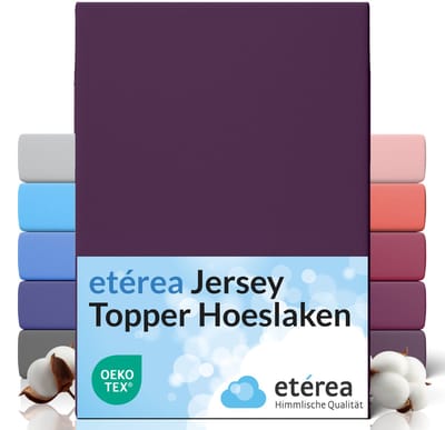 etérea Topper Jersey Hoeslaken 90x200 - 100x200 cm Oekotex Made in Green - 100% katoen - Pruim