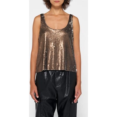 10DAYS Top Sequins Warm Taupe Maat: XXS | Mouwloze Tops Outlet | Dames | Taupe