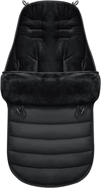 Voetenzak Kinderwagen - Baby deken - Winterse Wandelingen - Afneembaar en Wasbaar - 90 x 42 cm - Zwart