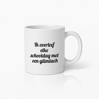 Motiverende Lerares Koffiemok - 'Ik Overleef Elke Schooldag Met Een Glimlach' – Inspirerende Keramische Beker Voor Onderwijzers
