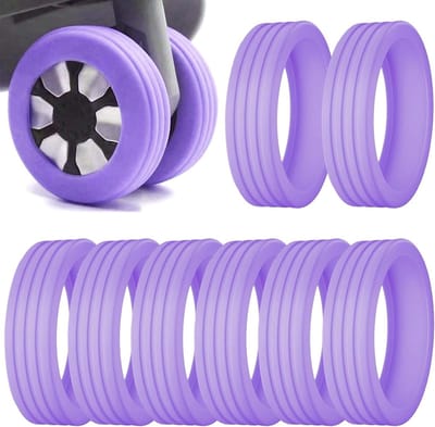 Siliconen Beschermhoezen voor Koffers - Stille Wielen Bescherming voor Handbagage - 8 Stuks in Paars, Ideaal voor Spinner Wielen en Kofferaccessoires