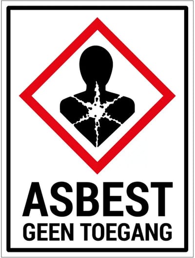 Asbest geen toegang bord met tekst | gecoat dibond materiaal | 80 x 60 cm