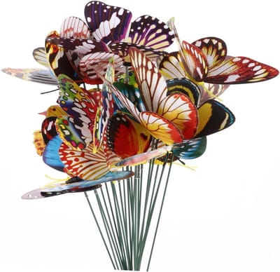 Vlinder decoratie - Tuinornamenten - Buiten versieren - Veerontwerp beweegt - 48 stuks - Diverse kleuren