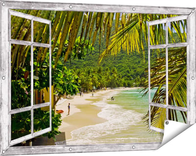 Gards Tuinposter Doorkijk Laguna - 120x80 cm - Tuindoek - Tuindecoratie - Wanddecoratie buiten - Tuinschilderij