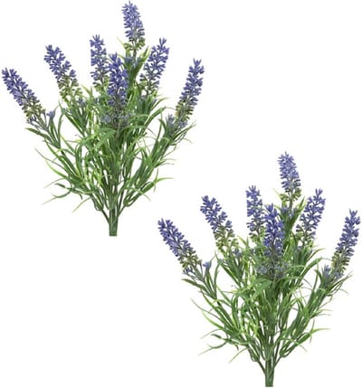 Decoris Lavandula / lavendel kunstplant - 2x stuks - 34 cm - bosje/bundel - Kunstplanten - nepplanten