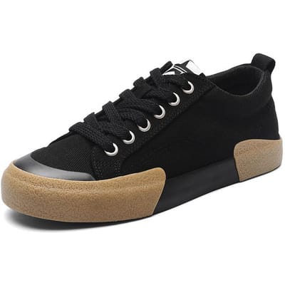 Lente Nieuwe Heren Canvas Schoenen Lichtgewicht Ademend en Veelzijdig Casual Schoenen voor Heren Lage Top Platte Veterschoenen voor Heren 40 black