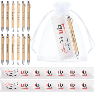12 Sets Bedank Geschenken Vilt Cover Geschikt voor Duplo Chocolade Balpen met Muslin Zakje, Perfect voor Teamleden en Bedrijfsevenementen