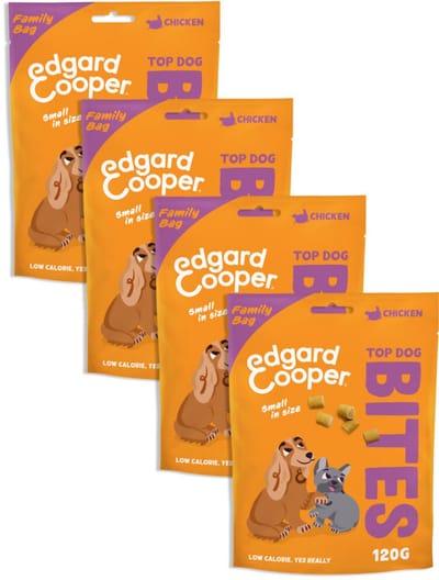 Edgard & Cooper 4x Natuurlijke Hondensnacks voor Puppy, Eend BitesSmall (1 x 120g), Graanvrije Beloningen, Vers Vlees, vol Essentiële Aminozuren voor een Gezonde Spijsvertering