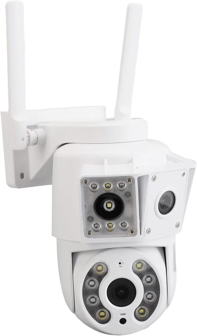 Beveiligingscamera Buiten - WIFI Camera - Huisbewaking - 4 Lens 360 Graden - 1080P HD - Wit