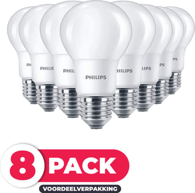 Philips LED E27 - 13W (100W) - Warm Wit Licht - Niet Dimbaar - 8 stuks
