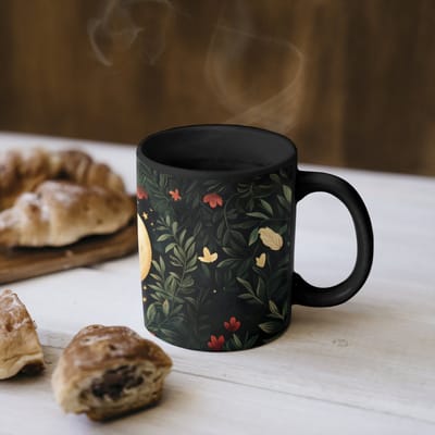 Magische Mok - Foto op Warmte Mokken - Koffiemok - Maan - Bloemen - Nachthemel - Magic Mok - Beker - 350 ML - Theemok