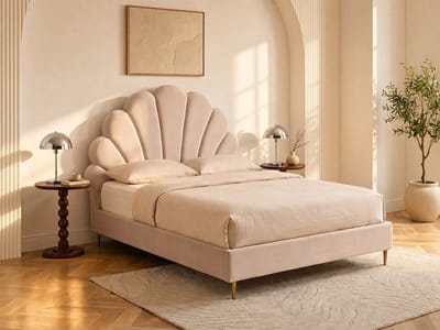 Vente-unique Bedframe fluweel beige 140 x 190 cm LIVAYA
