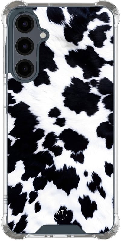 Hoesje (shockproof) geschikt voor Samsung Galaxy A16 - Koeienprint - Extra sterke case - TPU/polycarbonaat - Print - Zwart, Wit, Transparant