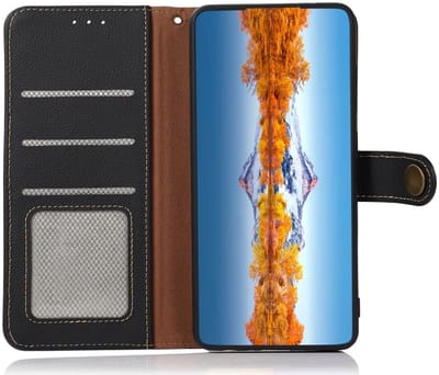 KHAZNEH OnePlus 12 Hoesje RFID Book Case Leer Zwart