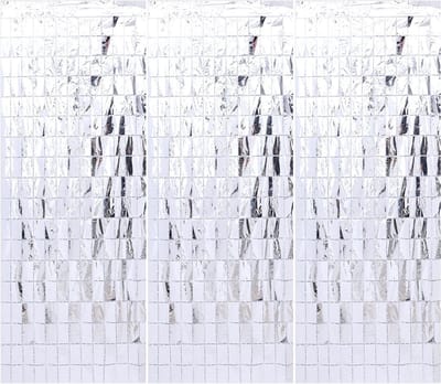 Pack van 3 Glittergordijnen 100x200 cm - Metallic Lametta Decoratie voor Feesten en Bijzondere Gelegenheden