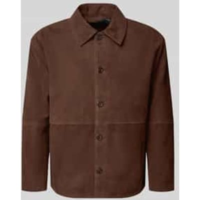 regular fit leren jack met platte kraag model 'RORY'