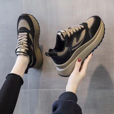 Diksoldige Forrest Gump Dad Schoenen Dames Herfst en Winter Nieuwe Student Dunne Sport- en Vrijetijdsschoenen Enkele Schoenen 40 zwart