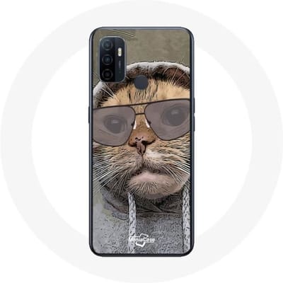 Oppo A53 hoesje Kat met grappige fotokap Dieren