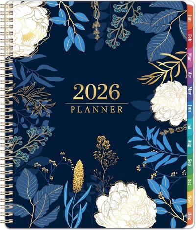 2026 Planner Jan t/m Dec, Wekelijks & Maandelijks, 8.5x11, Agenda 2026 met Maandtabs, Dubbele Hechting, Feestdagen, Achterzak, Gewoontes Teller