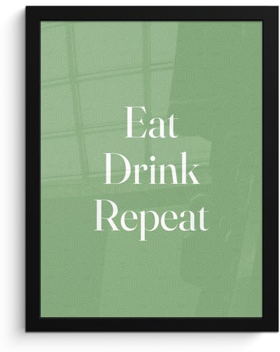 Poster in lijst - Fotolijst 30x40 cm - Posters - Eten - Drinken - Tekst - Mintgroen - Posterlijst zwart - Decoratie - Wanddecoratie woonkamer - Muurdecoratie slaapkamer