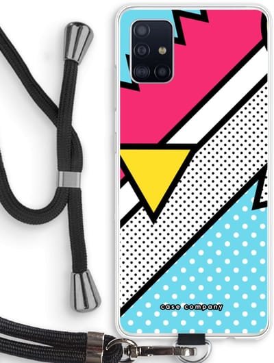 Hoesje met koord geschikt voor Samsung Galaxy A51 4G hoesje met Koord - Pop Art #3 - Telefoonhoesje met Zwart Koord - Bescherming aan alle Kanten en Over de Schermrand