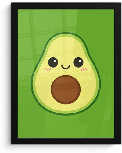 Poster in lijst - Fotolijst 30x40 cm - Posters - Avocado - Groen - Speels - Posterlijst zwart - Decoratie - Wanddecoratie woonkamer - Muurdecoratie slaapkamer
