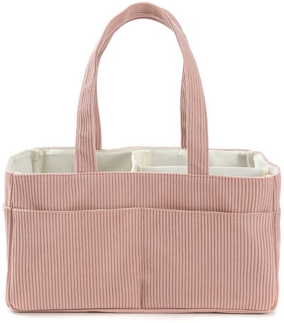 Luiertas - luier organizer - Luieropbergmand - luier opberger - Grote opbergmand voor baby's - Geschikt voor het opbergen van luiers, billendoekjes, flesjes en speelgoed - 36*20*18 cm - Roze