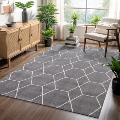 Muratap Trellis uni effen laagpolig vloerkleed modern 160x230 cm