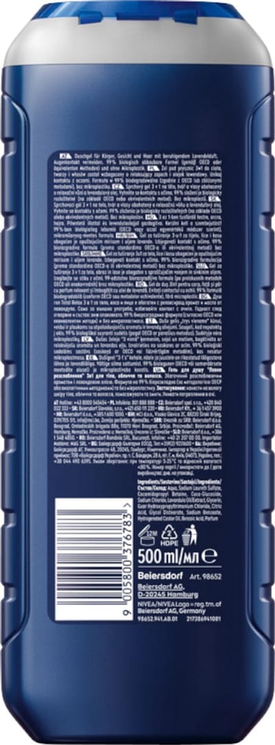 NIVEA MEN Total Relax - Douchegel - Lavendelolie - Cederhoutgeur - 500ml