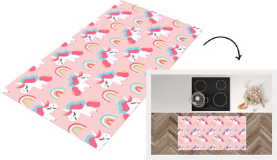 Keukenloper - Loper keuken - Unicorn - Regenboog - Roze - Patroon - 120x60 cm - Keukenloper vinyl