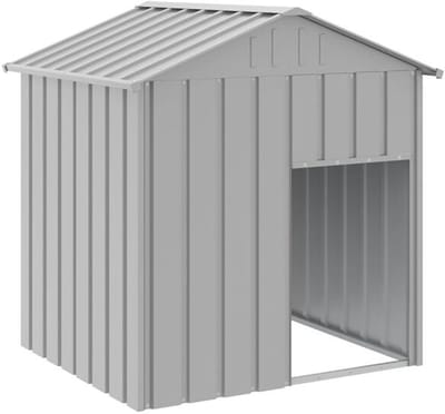 Hondenhok - Buiten - Bench - Ren - Weerbestendig - Kennel - Rek - Lichtgrijs