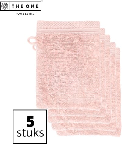 The One Towelling Bamboe Washandjes - 16 x 21 cm - 5 Stuks - Voordeelverpakking - Bamboe/Katoen - 600 gr/m² Stofdikte - Hypoallergeen - Zalmroze