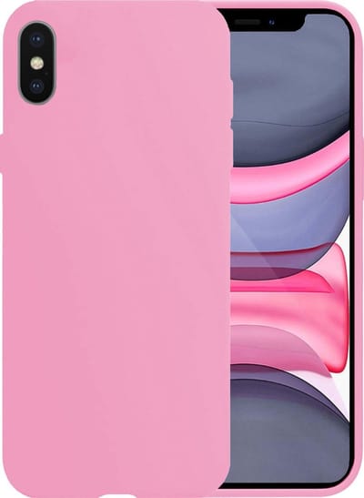 Hoesje Geschikt voor iPhone X Hoesje Siliconen Case - Hoes Geschikt voor iPhone X Hoes Siliconen - Roze