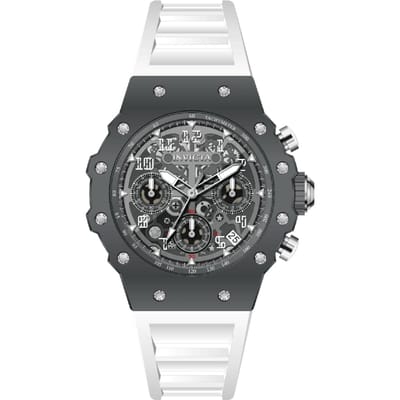 Invicta Racing 69618 Herenhorloge - Quartz Uurwerk - Acryl met Zilveren Wijzerplaat - 40 mm