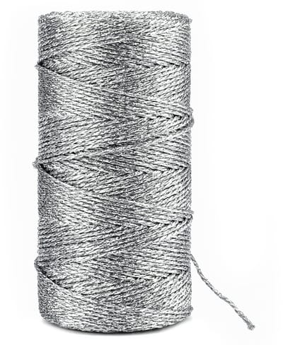 Allecto - Kersttouw - Geschenkverpakking - 100 meter - Zilver - Glitter koord - Voor ambachten en decoraties - 1,5 mm
