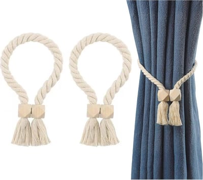 Solidchoice - Set van 2 Houten Magnetische Gordijnhouders