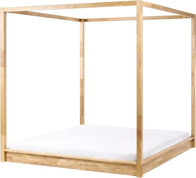 HERLIERE - Hemelbed - Lichtbruin - 180 x 200 cm - Rubberhout