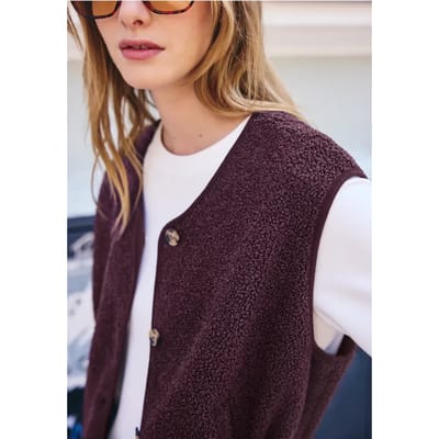 Teddy-vest met V-hals en knopen